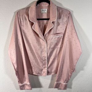 Gilly Hicks by Hollister Pink Satin Hearts Pajama Top Women’s Size Large